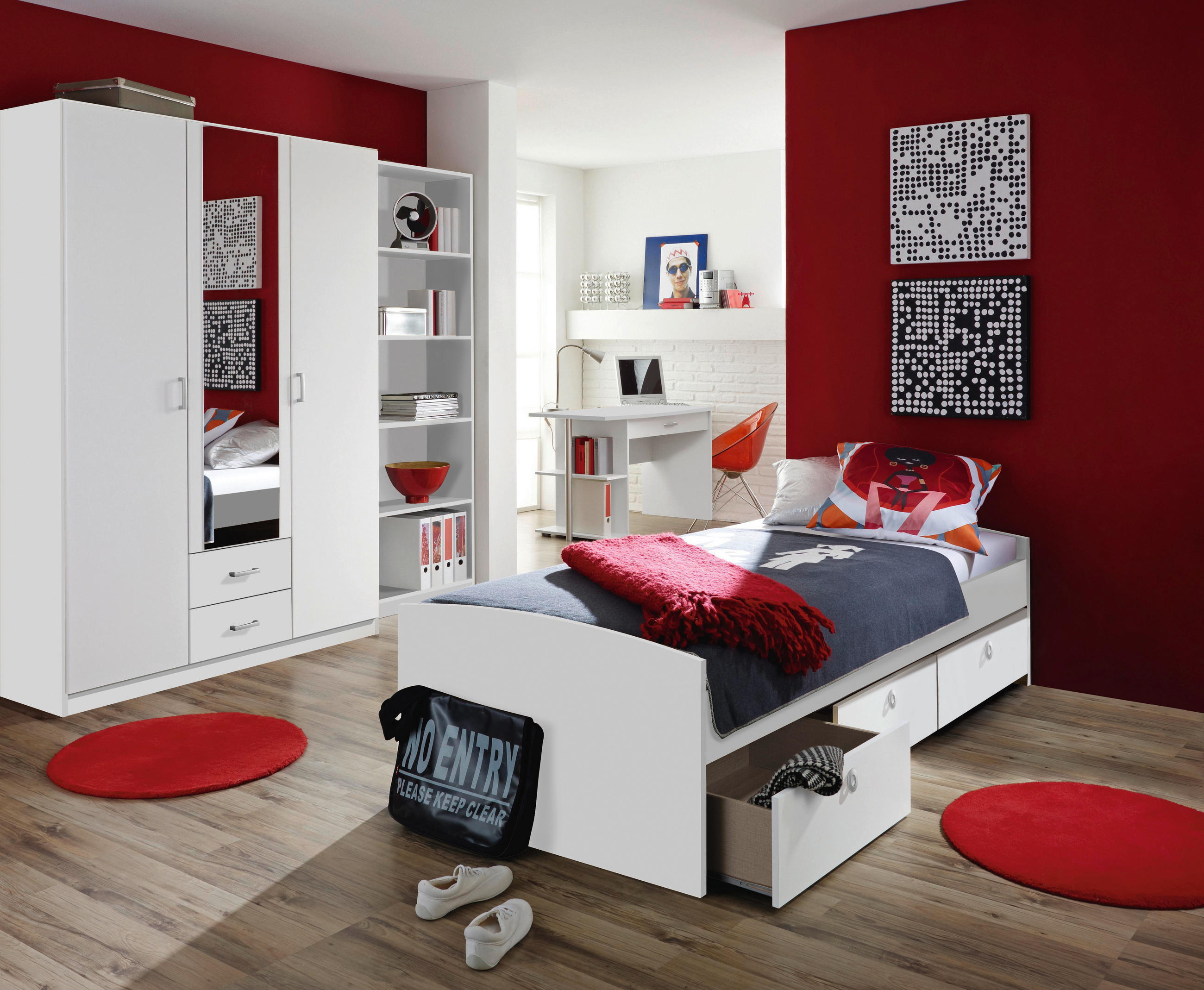 DREHTÜRENSCHRANK 2-türig Weiß - Alufarben/Weiß, MODERN, Holzwerkstoff/Kunststoff (91/197/54cm) - MID.YOU