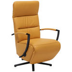 RELAXSESSEL in Leder Currygelb  - Currygelb/Schwarz, Design, Leder/Metall (64/112/80cm) - Cantus