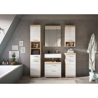 BADEZIMMER 5-teilig  in 134 cm  - Weiß Hochglanz/Silberfarben, MODERN, Glas/Holzwerkstoff (134cm) - MID.YOU