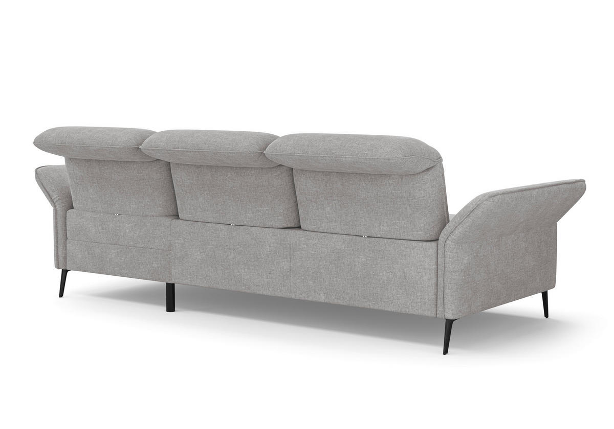 ECKSOFA in Flachgewebe Hellgrau  - Hellgrau/Schwarz, Konventionell, Textil/Metall (264/198cm) - Sit & More