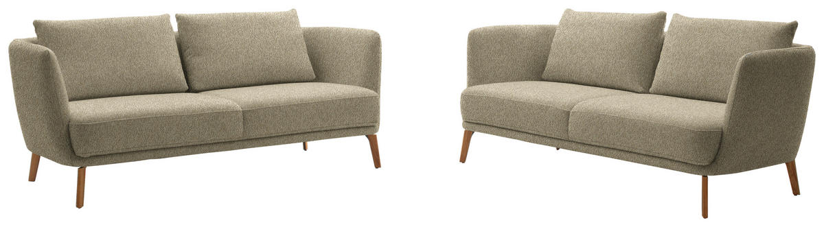2,5-SITZER  in Flachgewebe Sandfarben  - Sandfarben/Eichefarben, Design, Holz/Textil (190/71/91cm) - Schöner Wohnen