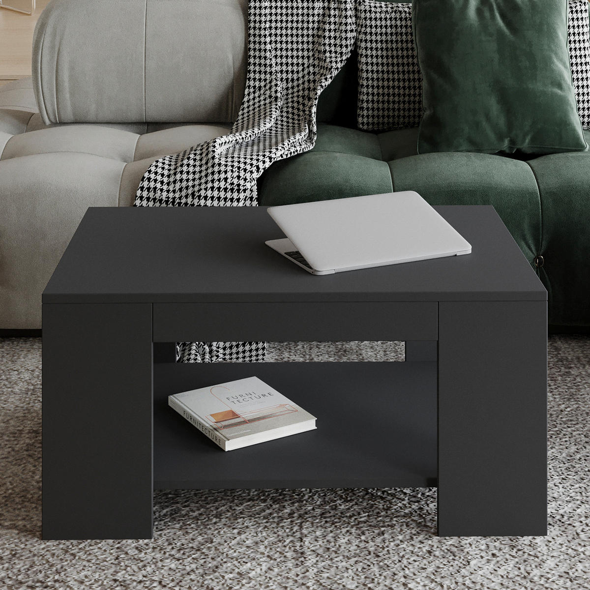 COUCHTISCH Lina Couchtisch 90/60/44 cm Anthrazit  - Anthrazit, Design, Holzwerkstoff (90/60/44cm) - Livetastic