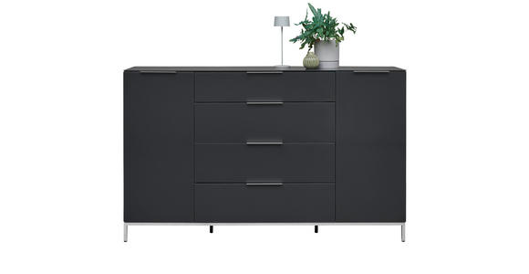 SIDEBOARD in 180/101/42 cm - Anthrazit/Alufarben, Design, Glas/Holzwerkstoff (180/101/42cm) - Voleo