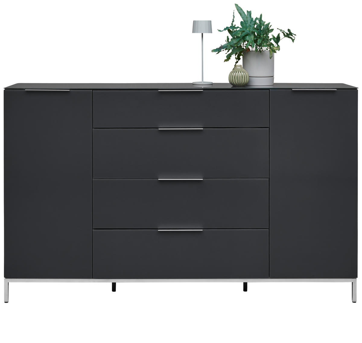 SIDEBOARD  in 180/101/42 cm  - Anthrazit/Alufarben, Design, Glas/Holzwerkstoff (180/101/42cm) - Voleo