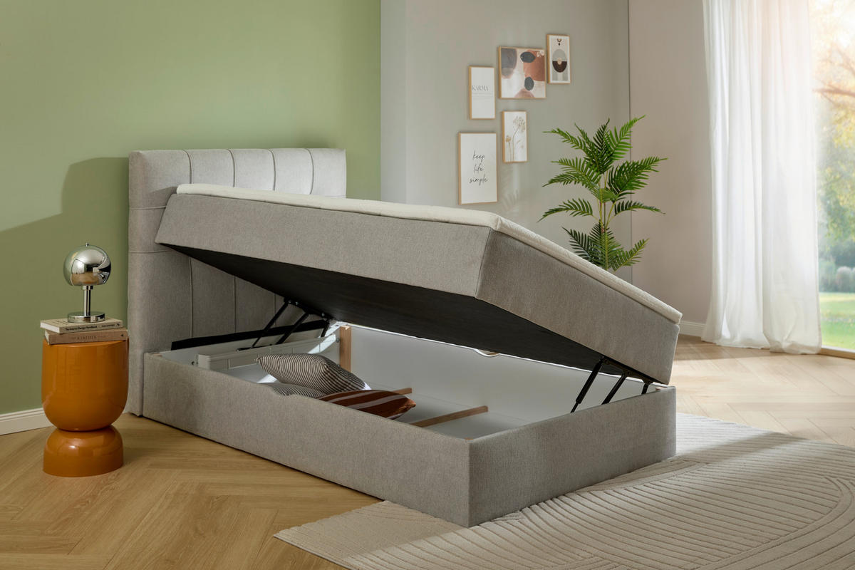 BOXBETT 120/200 cm  in Silberfarben  - Silberfarben/Schwarz, KONVENTIONELL, Kunststoff/Textil (120/200cm) - Boxxx