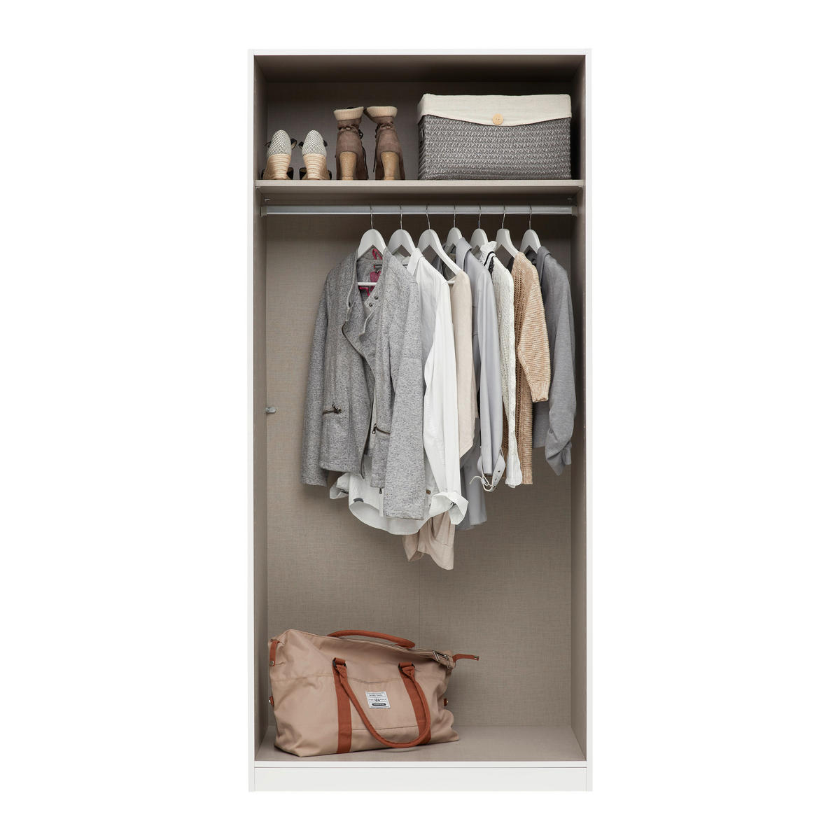 KLEIDERSCHRANK 91/210/54 cm 2-türig Weiß, Weiß Hochglanz  - Weiß Hochglanz/Weiß, KONVENTIONELL, Holzwerkstoff/Kunststoff (91/210/54cm) - James Wood