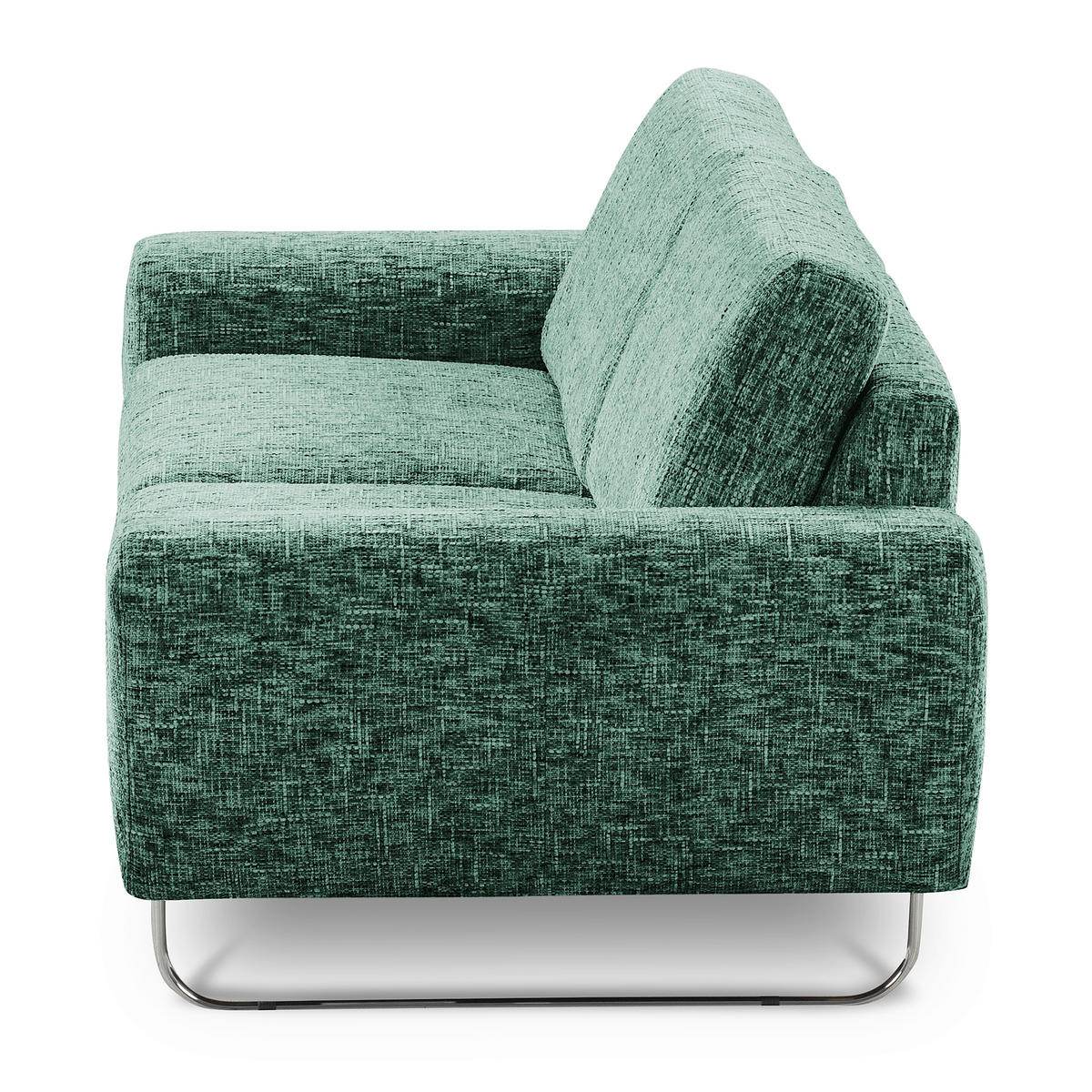 2-SITZER-SOFA SPRING in Webstoff Grün Modern  - Chromfarben/Grün, Design, Textil/Metall (157/85/92cm) - Livetastic