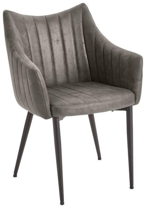 Armlehnstuhl Bill Grau-Braun Echtholzbeine