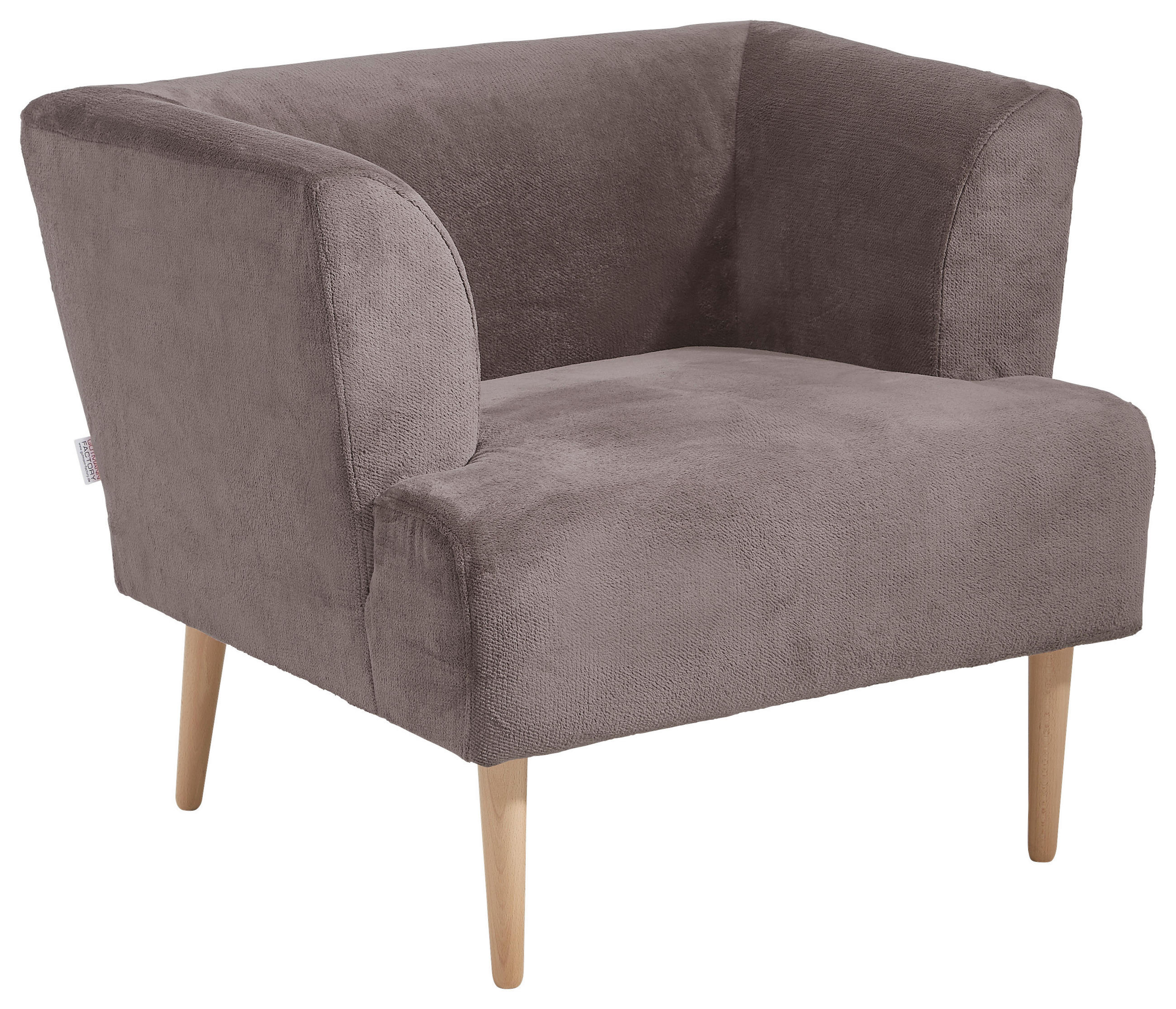 SESSEL in Plüsch Schlammfarben  - Schlammfarben/Buchefarben, Design, Holz/Textil (85/71/80cm) - Hom`in