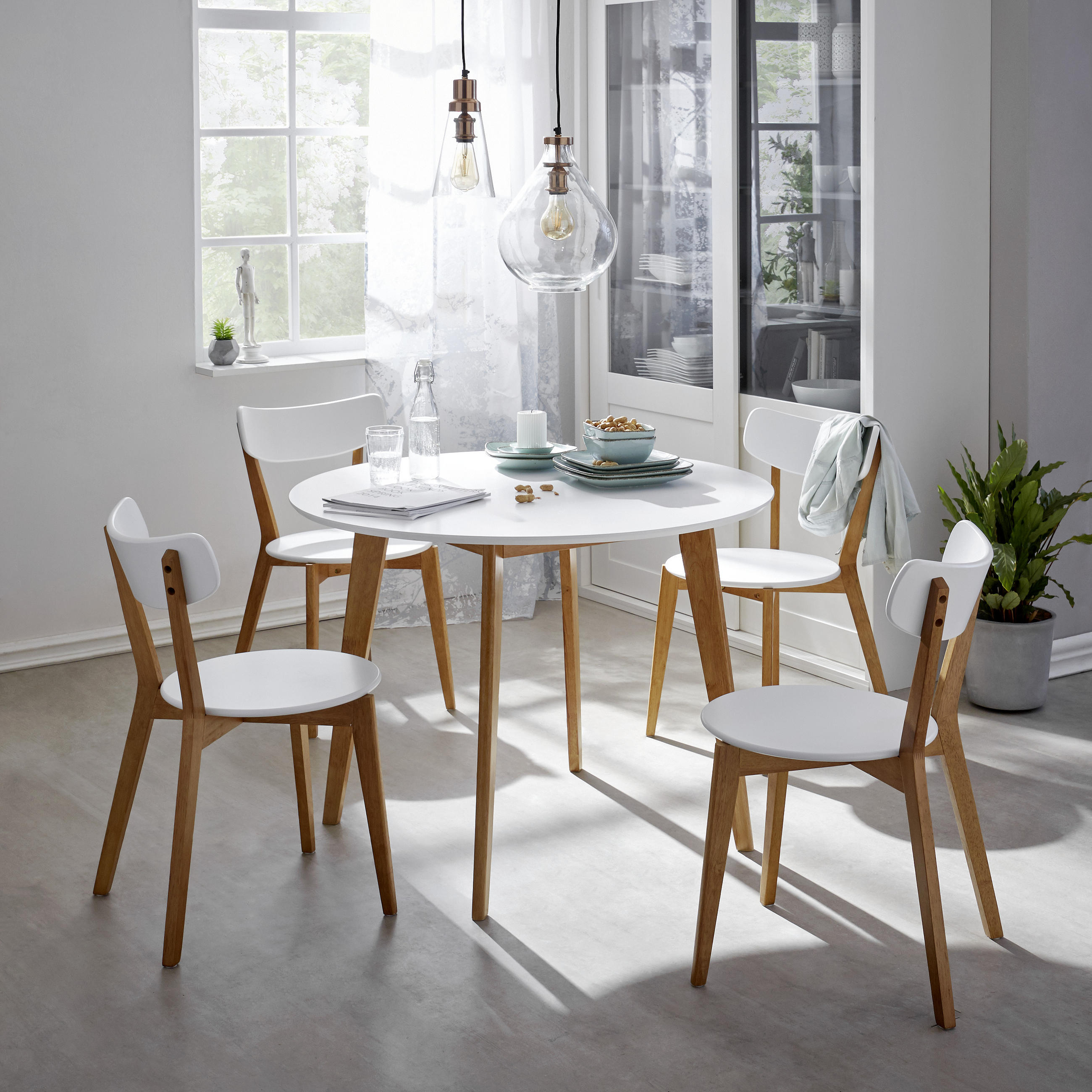 STUHL-SET 2 Stück in - Weiss/Naturfarben, Design, Holz (46/78/55,5cm) - Livetastic