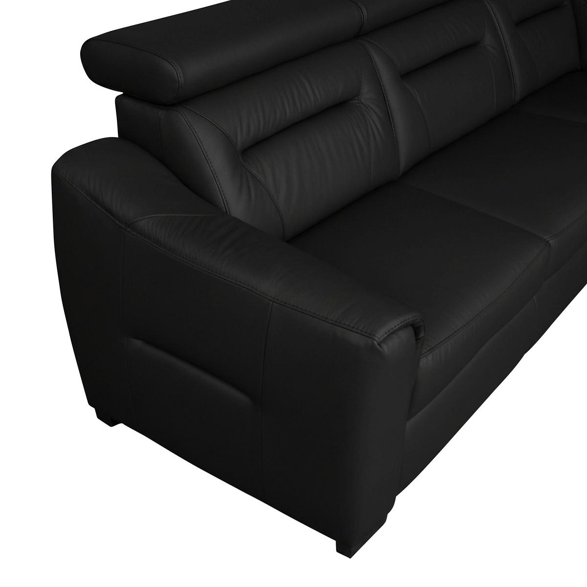 ECKSOFA Schwarz Echtleder Lederlook Bettkasten, Schlaffunktion, Rücken echt, Kopfteilverstellung  - Wengefarben/Schwarz, Design, Leder/Holz (260/212cm) - Celina Home