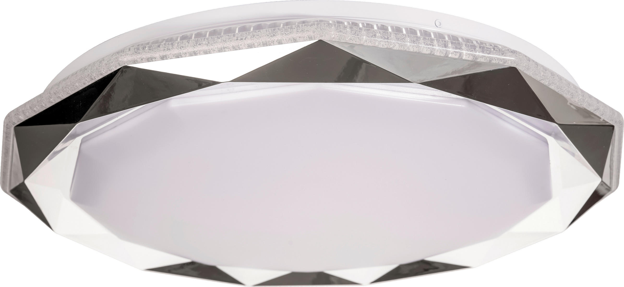 LED MENNYEZETI LÁMPA - krómszínű/fehér, Basics, műanyag/fém (50/50/7cm)