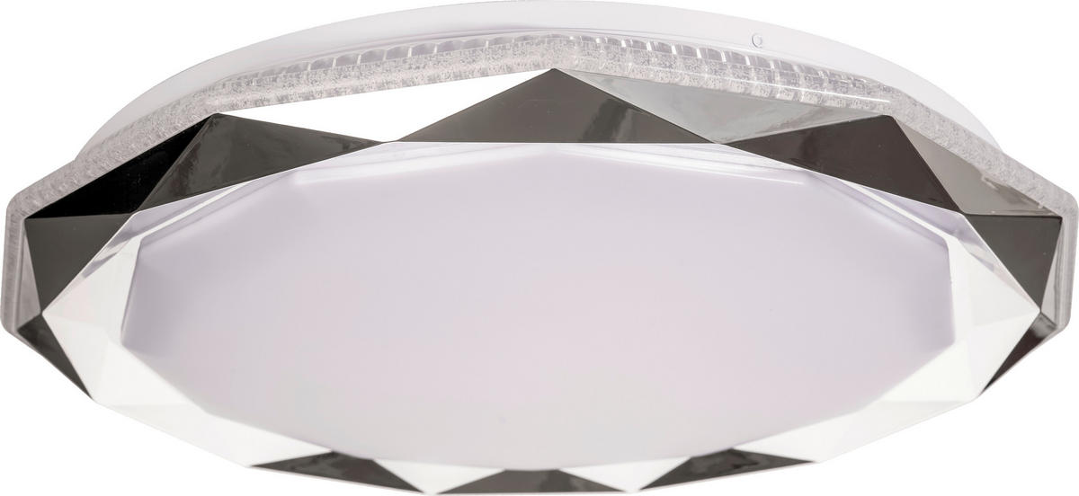 LED MENNYEZETI LÁMPA - krómszínű/fehér, Basics, műanyag/fém (50/50/7cm)