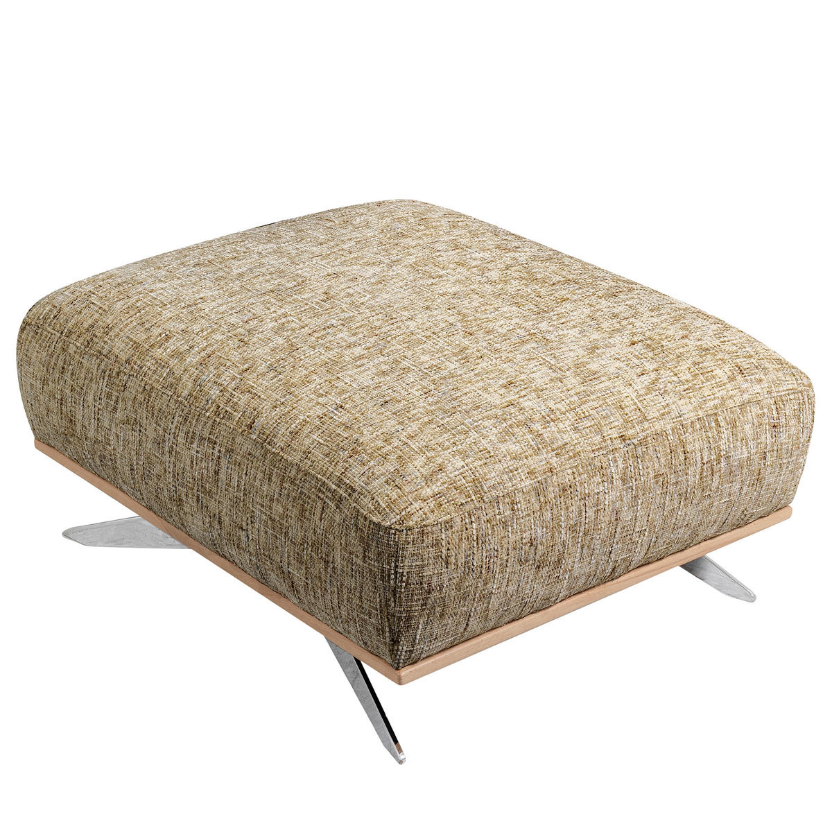 HOCKER PORTLAND Struktur Hellbraun  - Chromfarben/Hellbraun, Design, Holz/Textil (95/46/80cm) - Livetastic