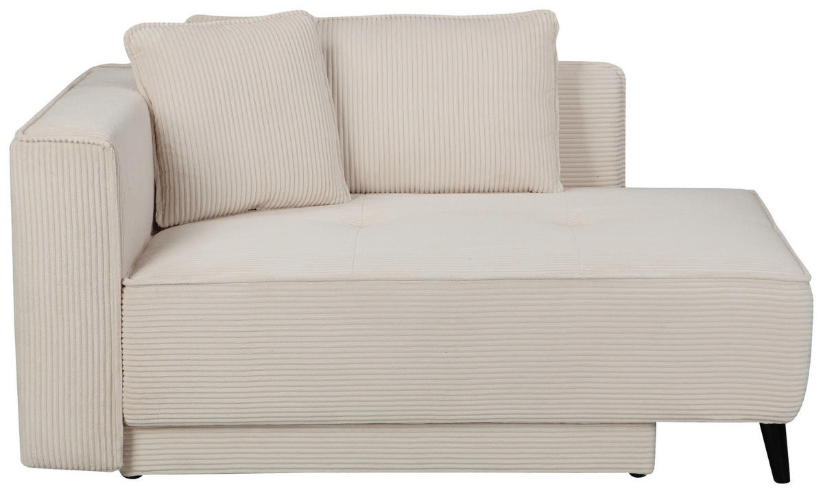 RÉCAMIERE ELIO Creme Cord  inkl. Zierkissen, Rückenkissen  - Creme/Schwarz, Design, Holz/Kunststoff (97/79/150cm) - P & B