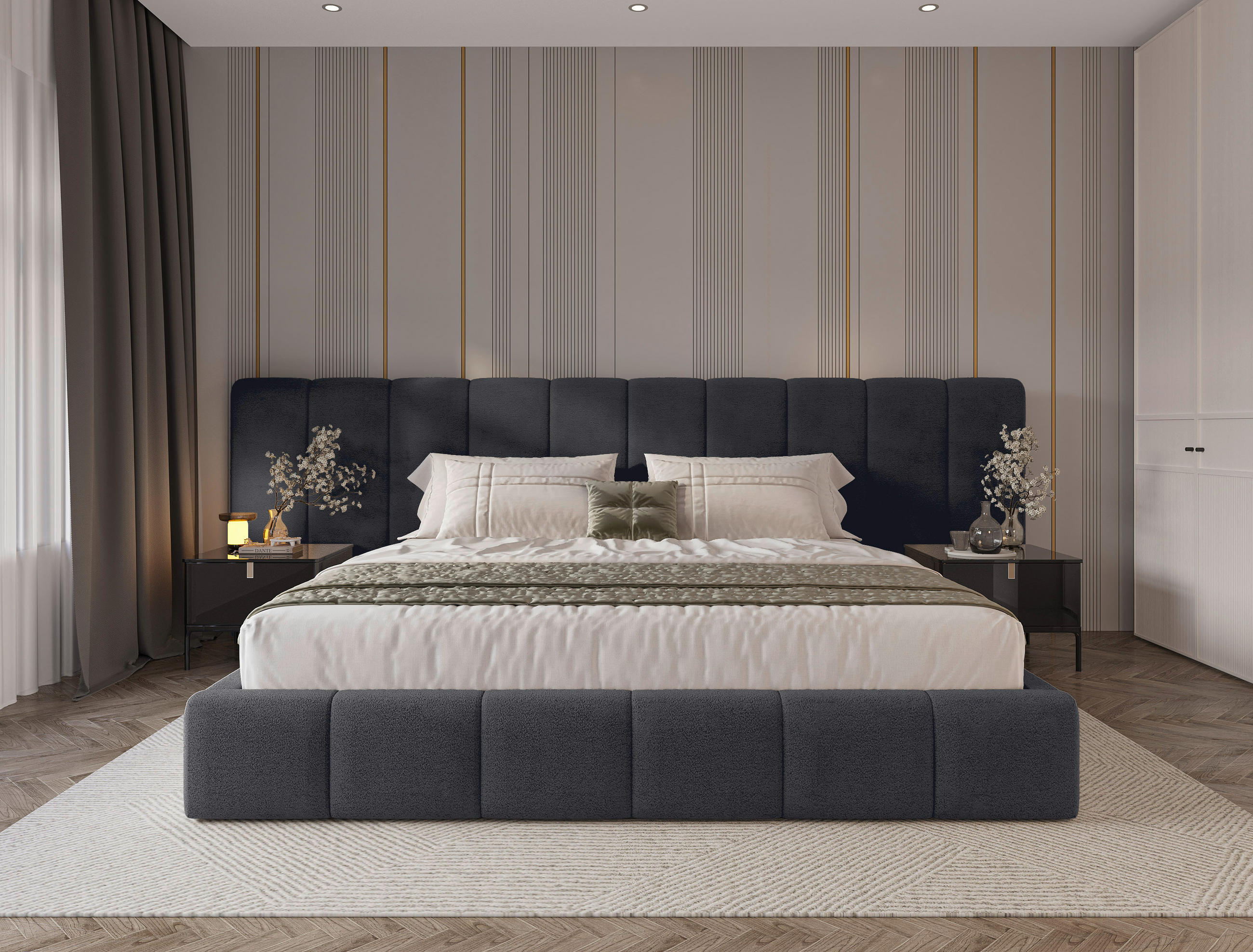 POLSTERBETT 180/200 cm  Anthrazit  - Anthrazit/Schwarz, Design, Holz/Kunststoff (180/200cm) - Carryhome