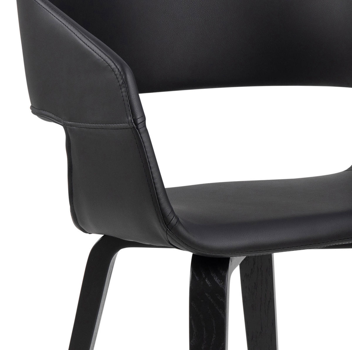 ŽIDLE S PODRUČKAMI, vzhled kůže, černá - černá, Trend, dřevo/textil (52/77,5/53cm) - MID.YOU