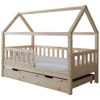 HAUSBETT Bettschublade, Absturzsicherung, Rollrost 80/160 cm  - Naturfarben, MODERN, Holz (80/160cm) - MID.YOU