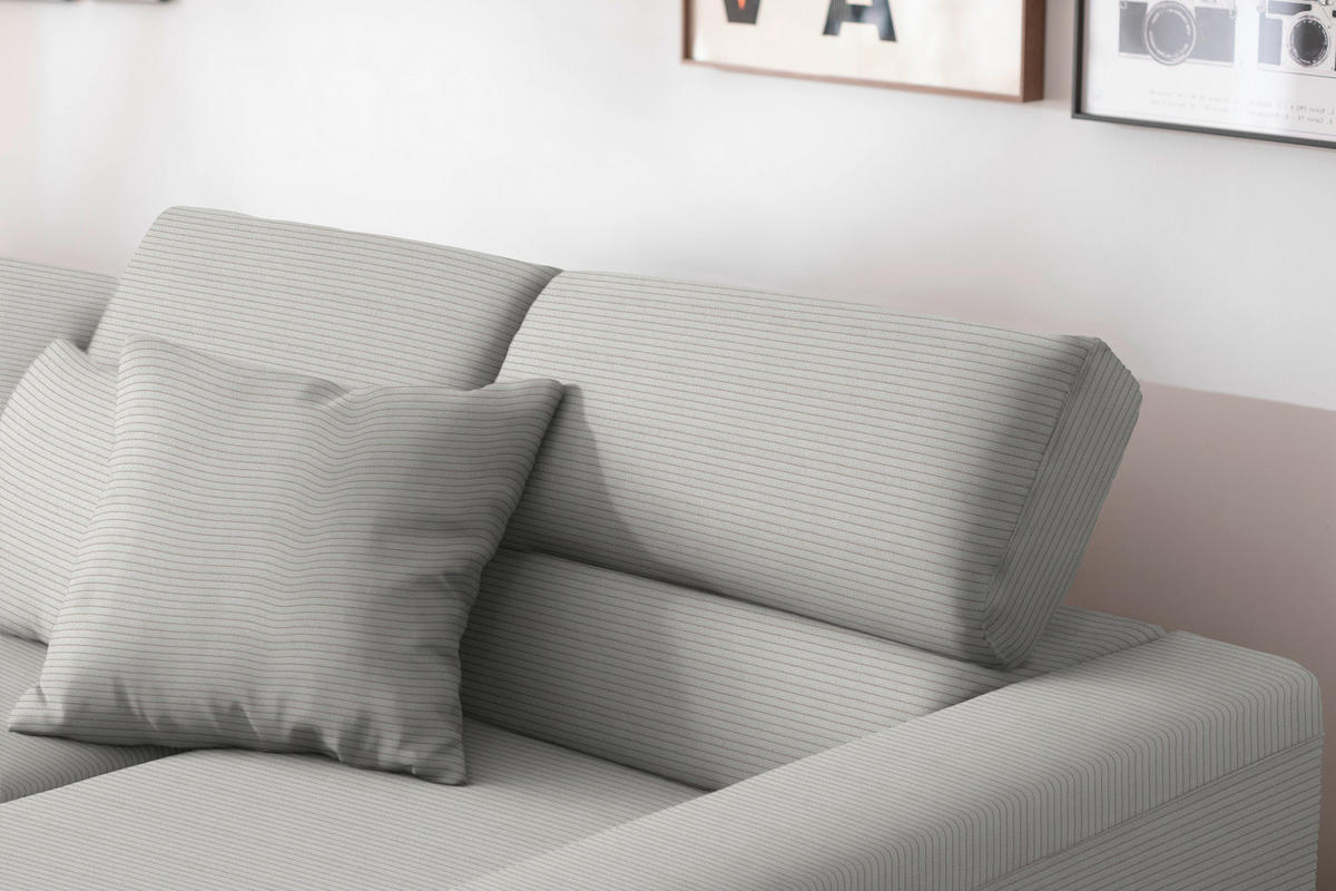 ECKSOFA  in Cord Greige  293/215-217 cm  - Greige/Schwarz, Design, Textil/Metall (293/215-217cm) - Schöner Wohnen