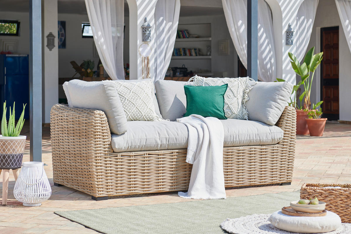 LOUNGE TABURE  bež   - bež/crna, Romantično / ladanjski, metal/tekstil (90/36/78cm) - Ambia Garden