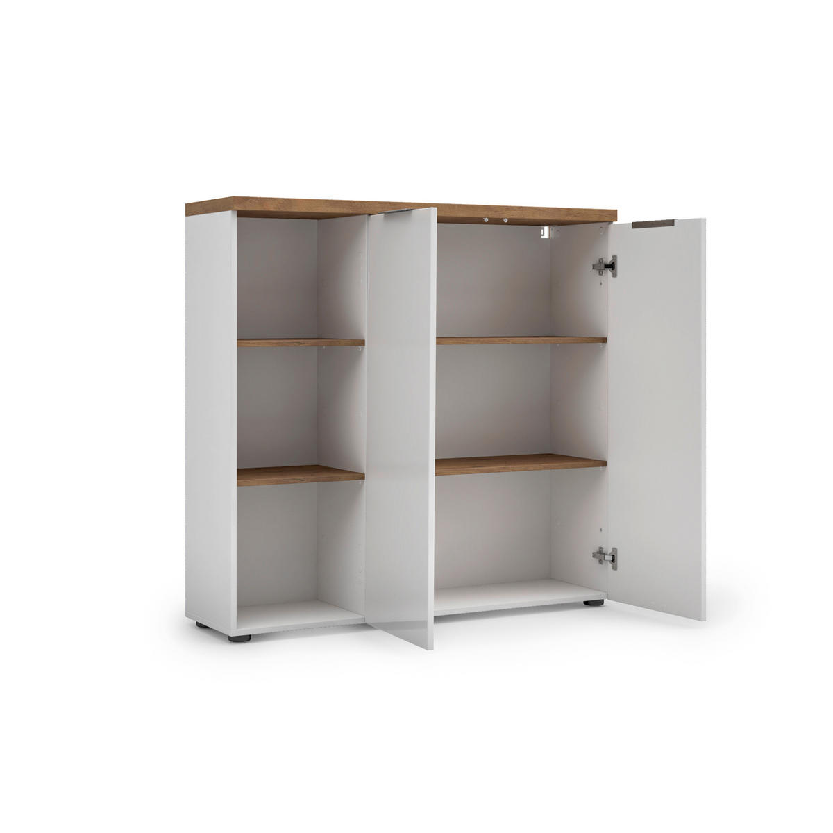 VISOKA KOMODA   120,3/115/34 cm   bijela, boje hrasta  - bijela/boje hrasta, Design, drvni materijal/metal (120,3/115/34cm) - Voleo