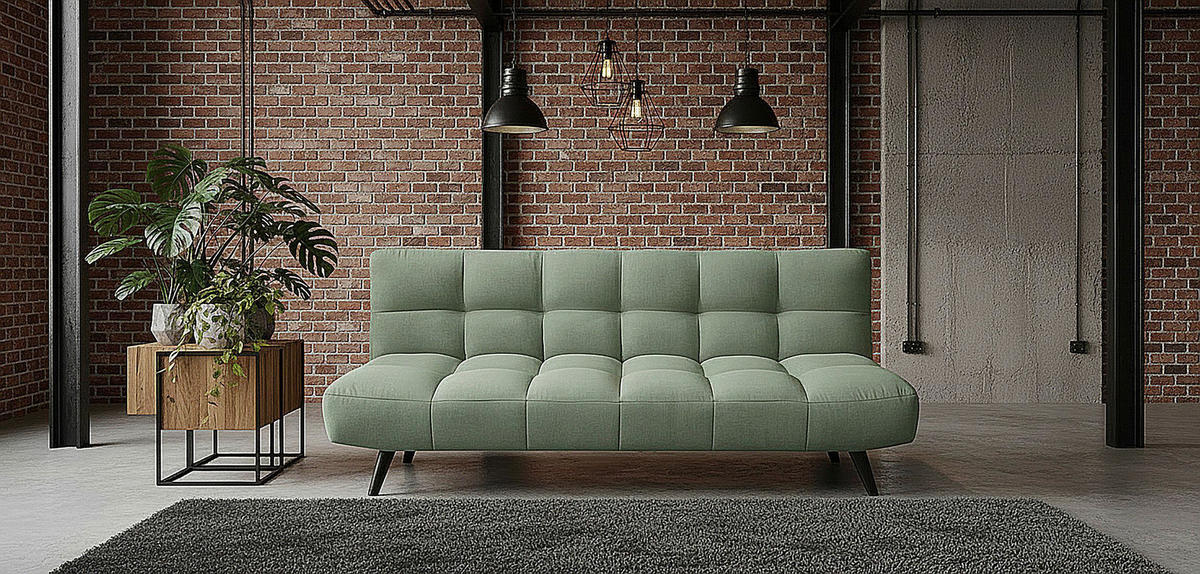 SCHLAFSOFA Flachgewebe Grün  - Schwarz/Grün, Design, Holz/Textil (183/78/92cm) - MID.YOU
