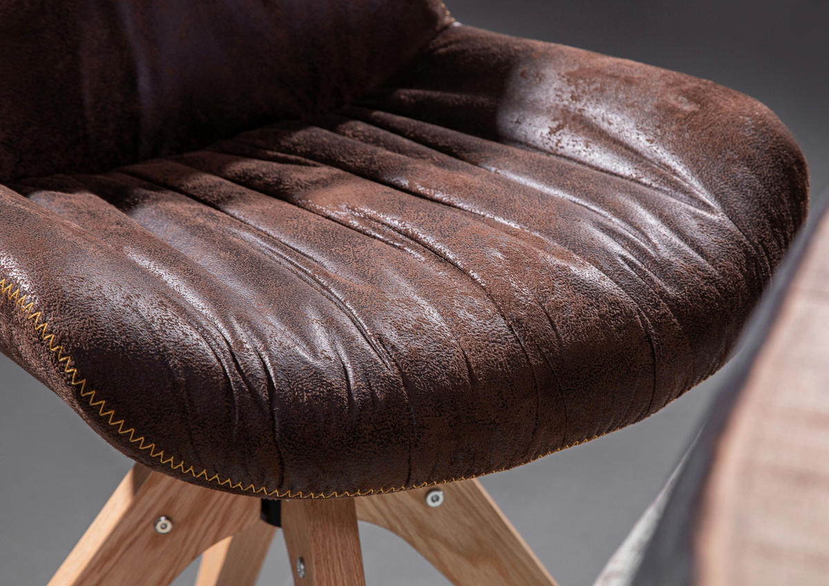 STUHL - Eichefarben/Dunkelbraun, Design, Holz/Textil (55/84/60cm) - Linea Natura