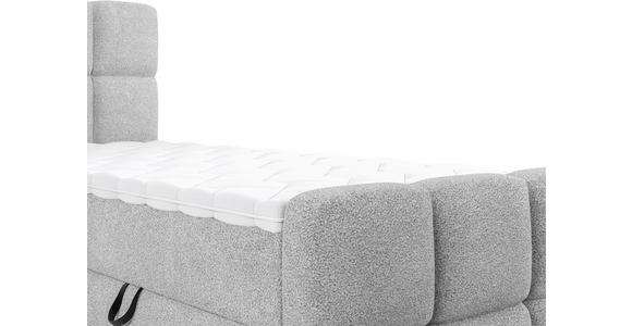 BOXBETT 90/200 cm,  in Hellgrau, gepolstertes Kopfteil, Bettkasten, Topper, H3 = fest  - Hellgrau/Schwarz, Design, Holzwerkstoff/Kunststoff (90/200cm) - Xora