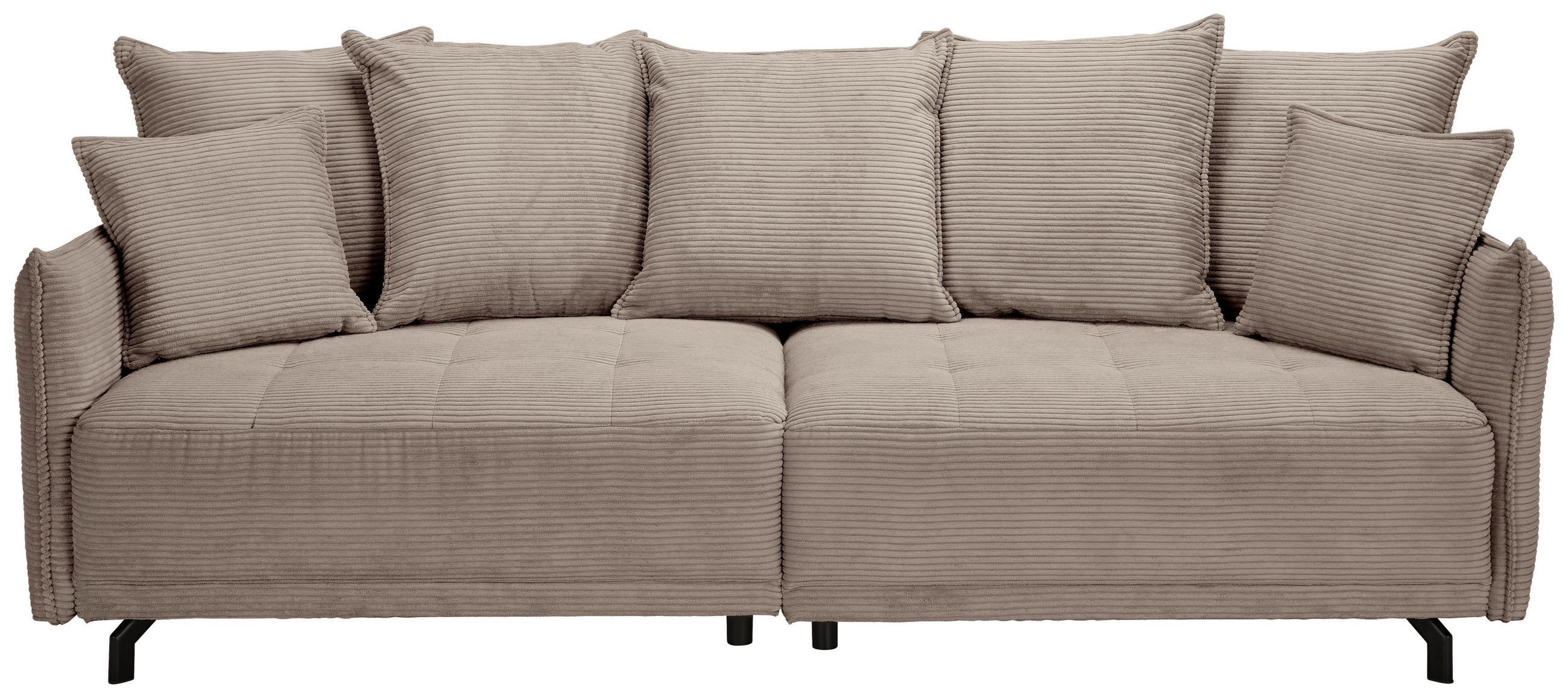BIGSOFA in Cord Taupe  - Taupe/Schwarz, Design, Textil/Metall (226/91/103cm) - Carryhome