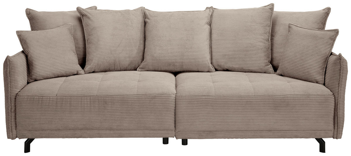 BIGSOFA in Cord Taupe  - Taupe/Schwarz, Design, Textil/Metall (226/91/103cm) - Carryhome