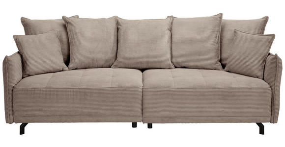 BIGSOFA in Cord Taupe - Taupe/Schwarz, Design, Textil/Metall (226/91/103cm) - Carryhome