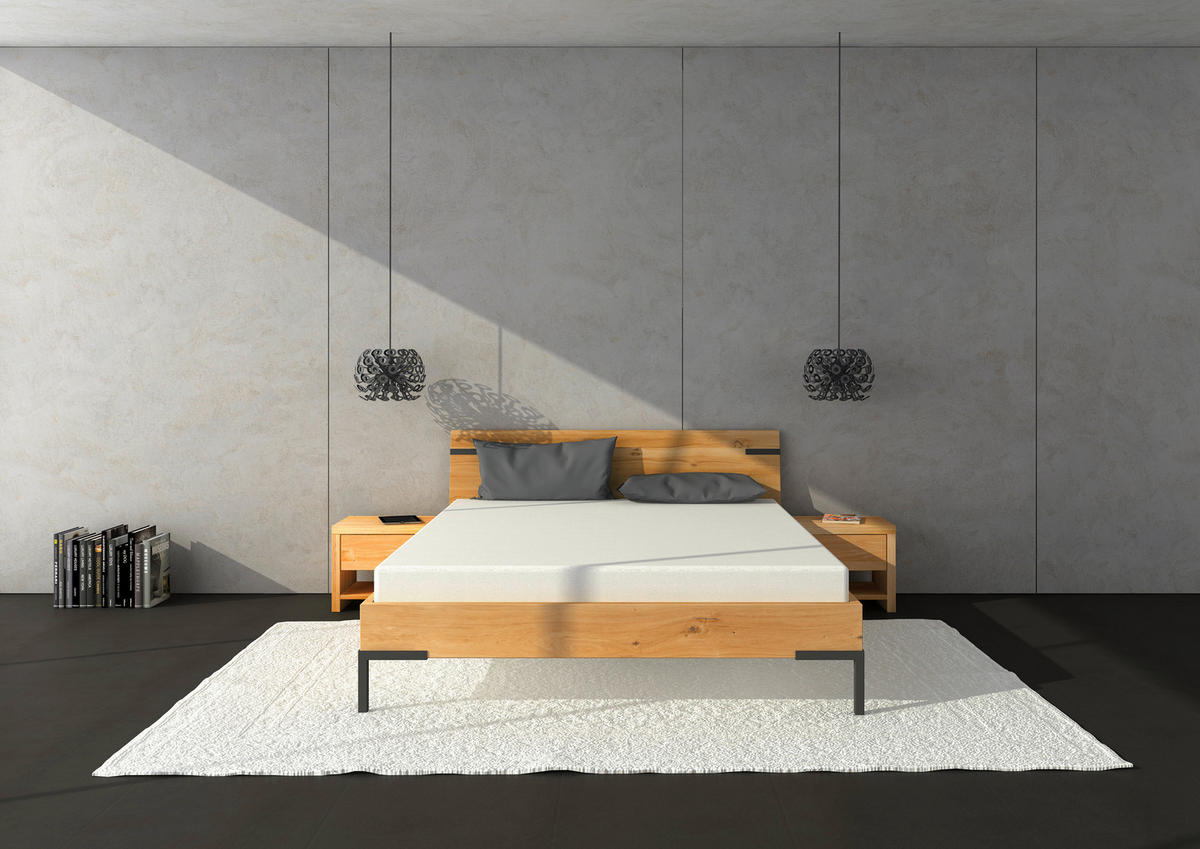 BETT 160/200 cm  in Schwarz, Wildeiche  - Wildeiche/Schwarz, MODERN, Holz/Metall (160/200cm) - Livetastic