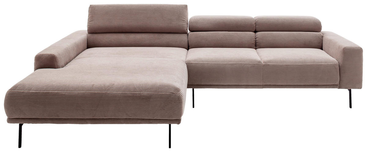 ECKSOFA  in Cord Taupe  215-217/293 cm  - Taupe/Schwarz, Design, Textil/Metall (215-217/293cm) - Schöner Wohnen