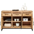 SIDEBOARD 130/80/40 cm  - Schwarz/Naturfarben, ROMANTIK / LANDHAUS, Glas/Holz (130/80/40cm) - Carryhome