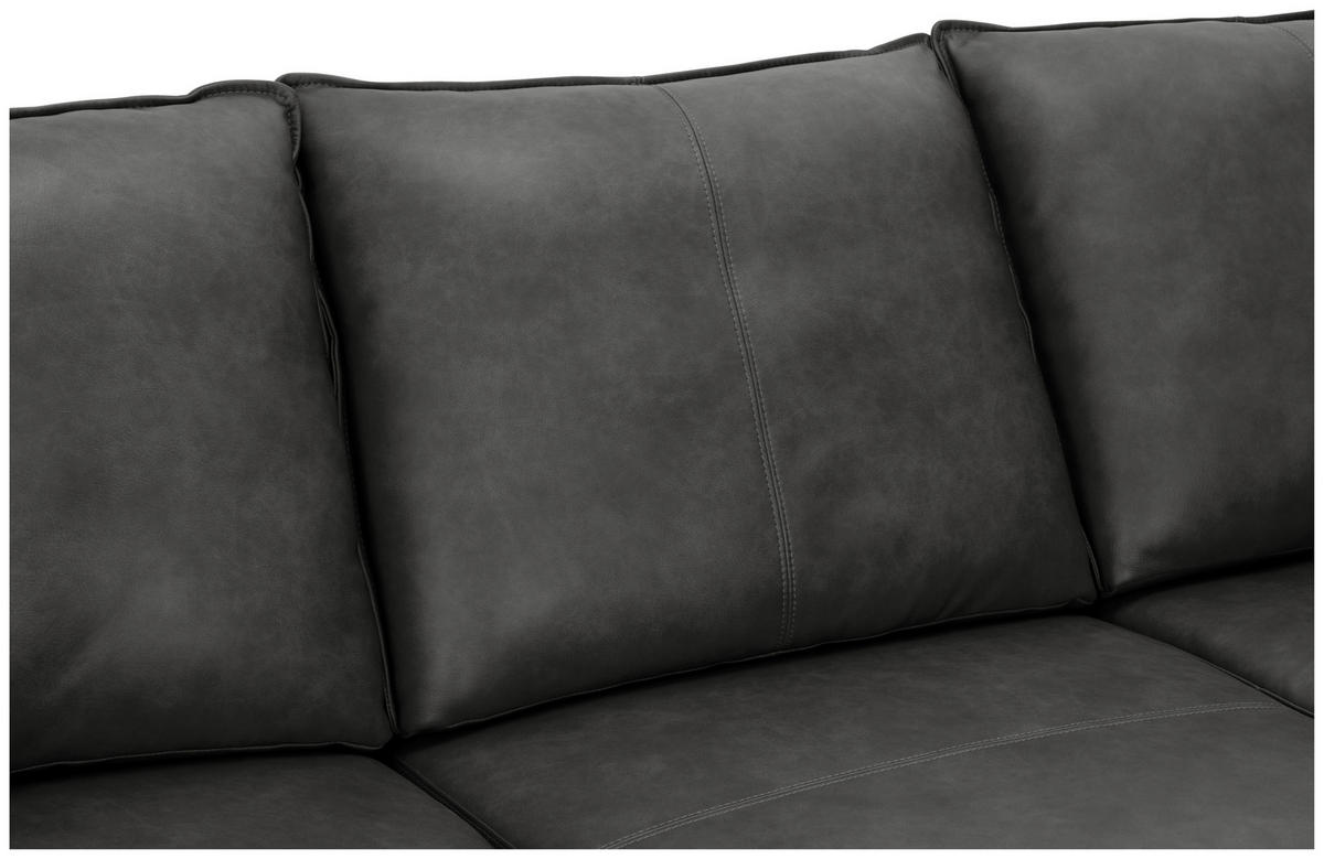 ECKSOFA Grau Echtleder  - Schwarz/Grau, Design, Leder/Metall (233/153cm) - Livetastic