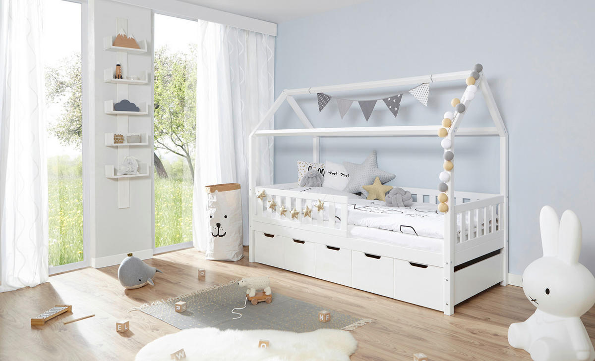 HAUSBETT 90/200 cm Weiss  - Weiss, Modern, Holz (90/200cm) - MID.YOU