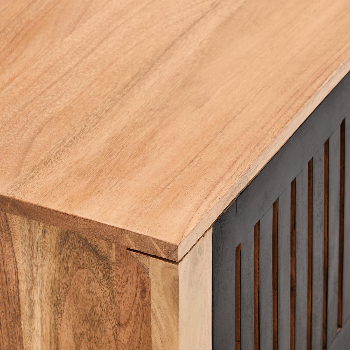 LOWBOARD  in 160/50/40 cm  - Schwarz/Naturfarben, KONVENTIONELL, Holz/Metall (160/50/40cm) - Livetastic