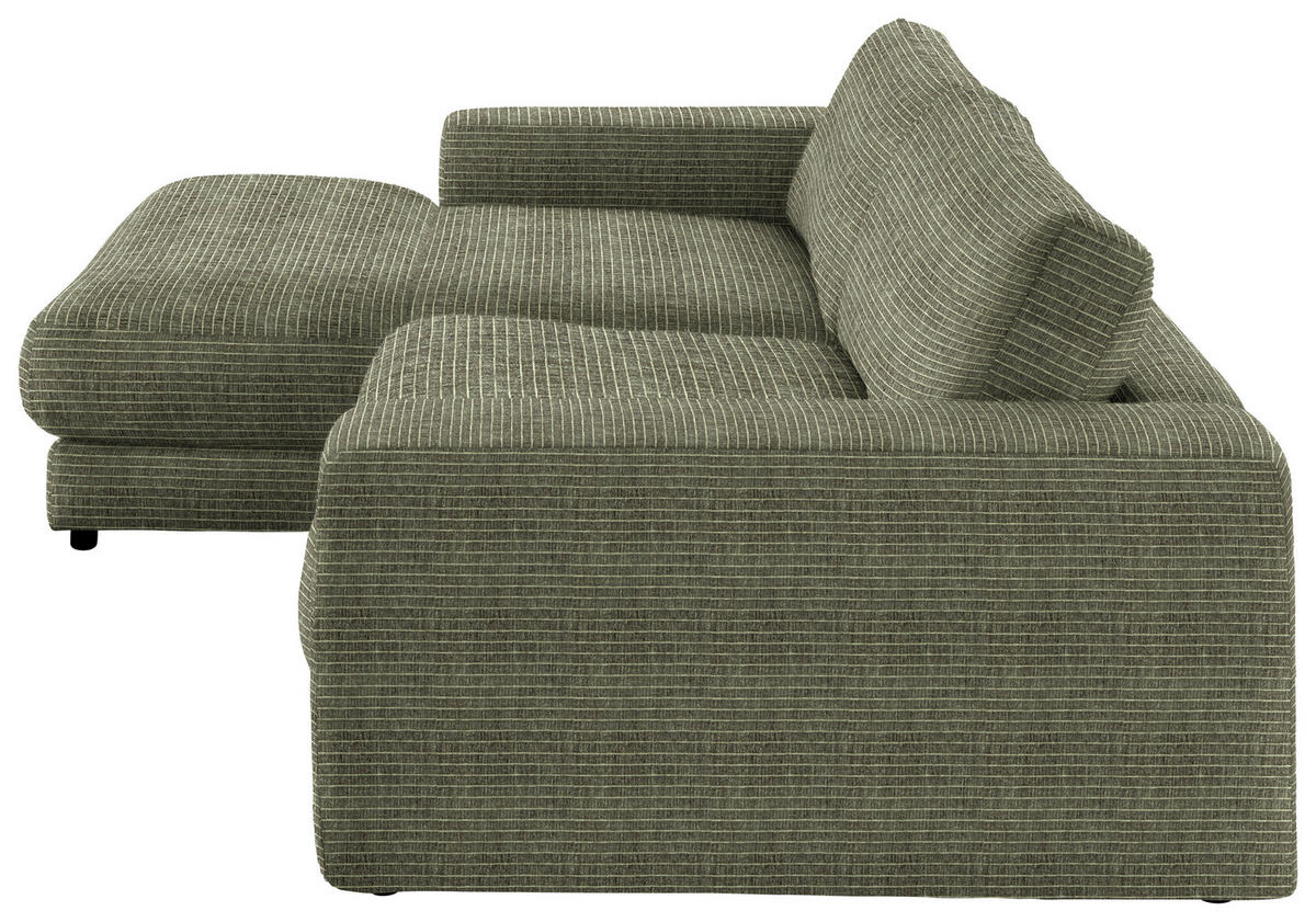 ECKSOFA in Chenille Grün  - Schwarz/Grün, Design, Kunststoff/Textil (190/270cm) - Lomoco