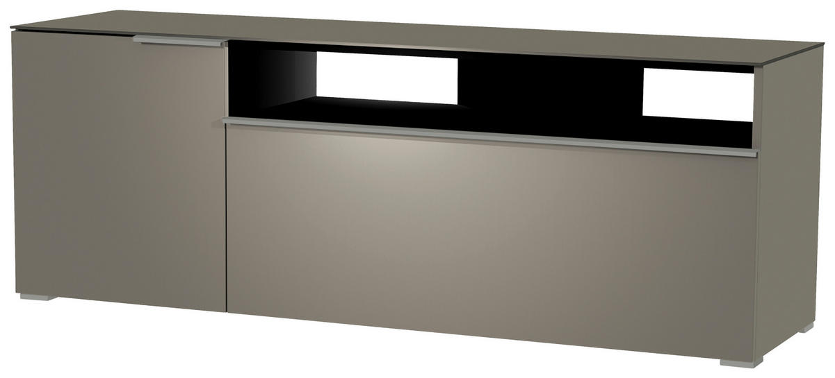 LOWBOARD Grau, Alufarben  160/58/45 cm  - Alufarben/Grau, Design, Glas/Holzwerkstoff (160/58/45cm) - Moderano
