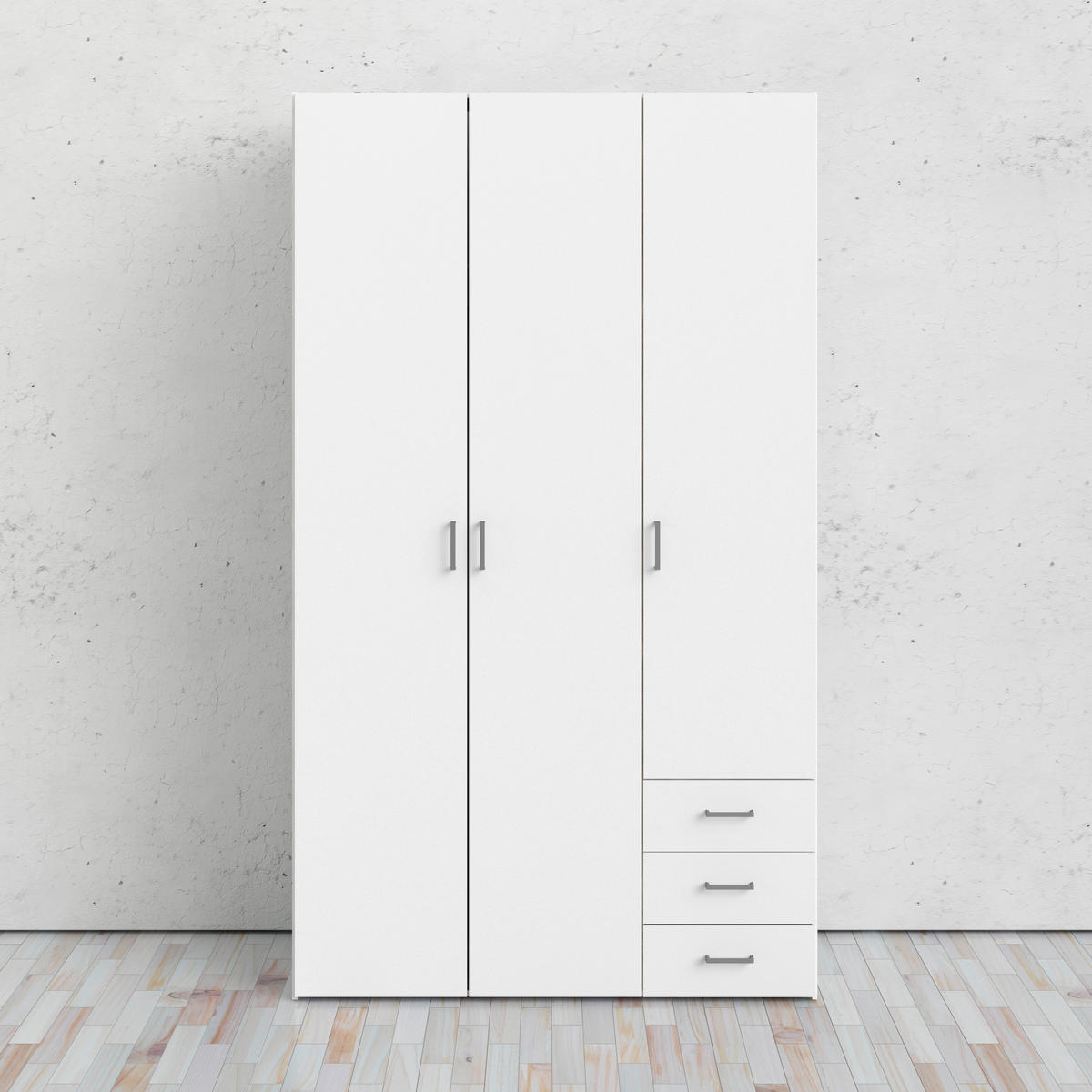 KLEIDERSCHRANK in Weiss  - Weiss/Silberfarben, Basics, Holzwerkstoff/Metall (115,8/200,4/49,5cm) - MID.YOU