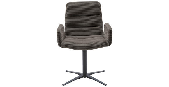 ARMLEHNSTUHL in Cord - Schwarz/Mokka, Design, Textil/Metall (61/88/66cm) - Dieter Knoll
