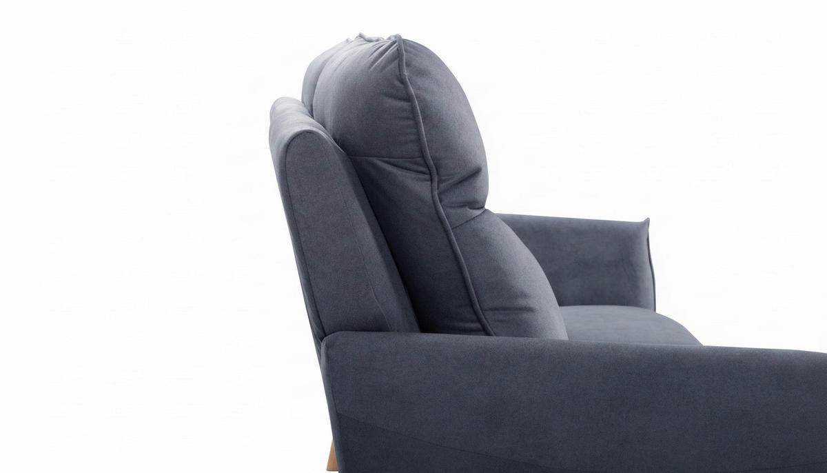 3-SITZER-SOFA  in Mikrofaser Blau Skandinavisch, Modern  - Blau/Buchefarben, Design, Holz/Textil (202/110/92cm) - Livetastic