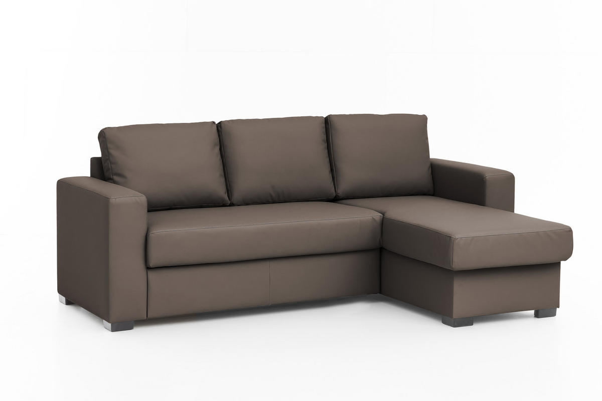 ECKSOFA in Lederlook Braun  220/150 cm  - Braun, Basics, Kunststoff/Textil (220/150cm) - MID.YOU