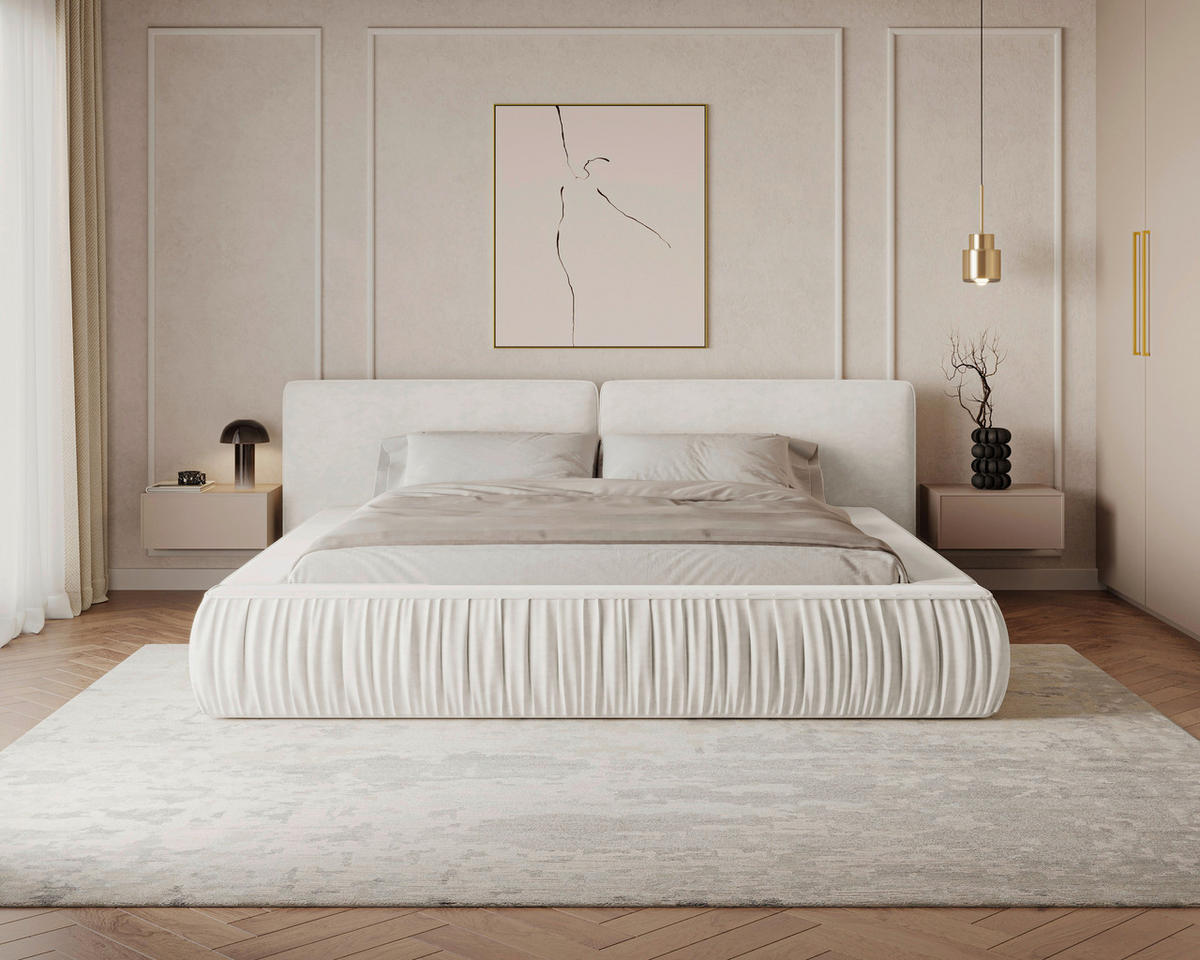 POLSTERBETT 140/200 cm,  in Creme, Lattenrost, Bettkasten,  - Creme/Schwarz, MODERN, Holz/Kunststoff (140/200cm) - Livetastic