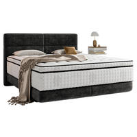 BOXSPRINGBETT 140/200 cm,  in Schwarz, Matratze, Topper, H3 + H3 = fest  - Schwarz/Olivgrün, KONVENTIONELL, Holz/Textil (140/200cm) - Esposa