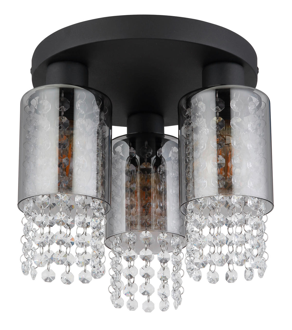 Plafonieră - străveziu/negru, Konventionell, sticlă/metal (27/26cm) - Globo