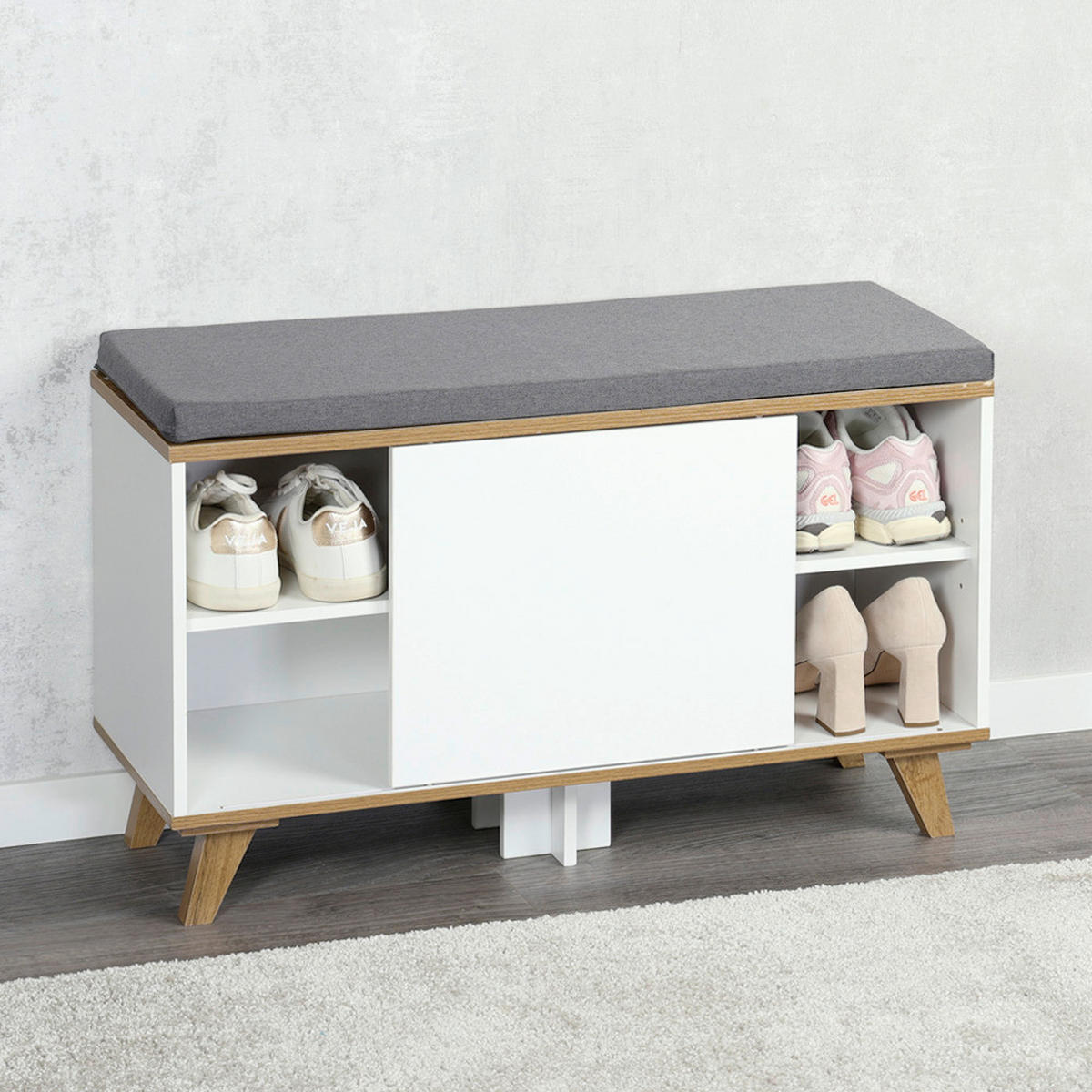 SCHUHSCHRANK  in 77/48/30 cm  - Braun/Weiß, Design, Holzwerkstoff/Textil (77/48/30cm) - Kesper