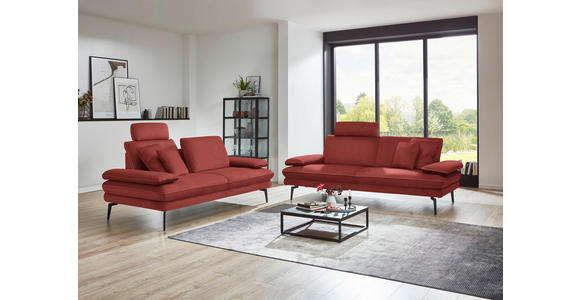 3-SITZER-SOFA in Velours Koralle - Koralle/Beige, Design, Textil/Metall (222/89/104cm) - Dieter Knoll