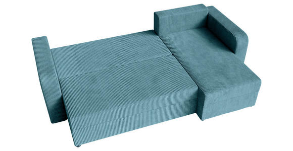 ECKSOFA  in Cord Türkis  - Türkis/Schwarz, KONVENTIONELL, Kunststoff/Textil (238/144cm) - Carryhome