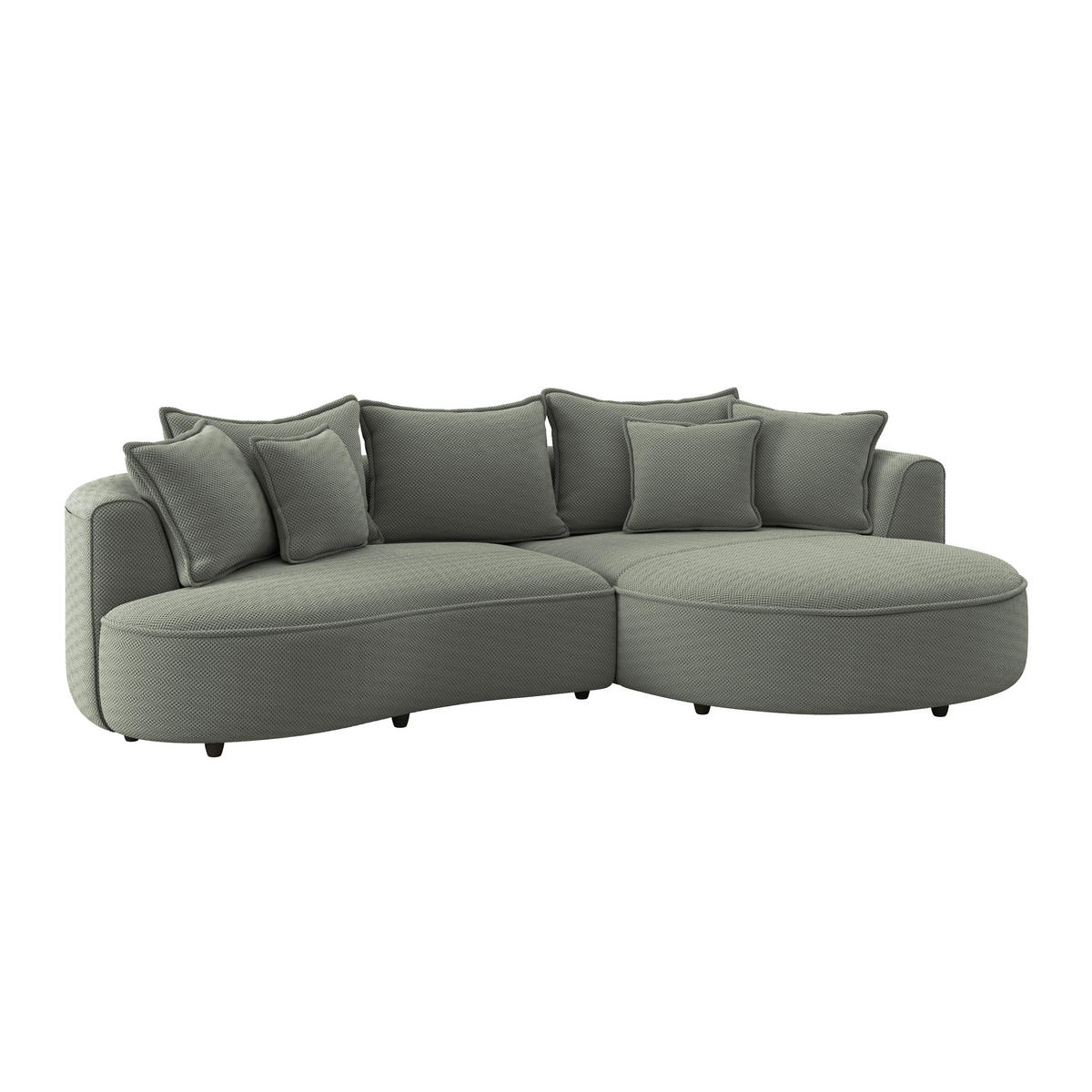 ECKSOFA LEVI Grün Velours, Struktur  - Schwarz/Grün, MODERN, Kunststoff/Textil (287/168cm) - Livetastic